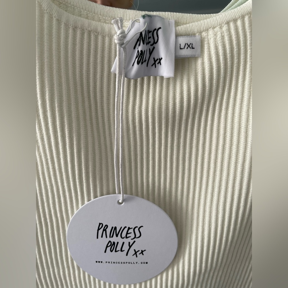Princess Polly Cream Ribbed Mini Dress - Picture 2 of 4